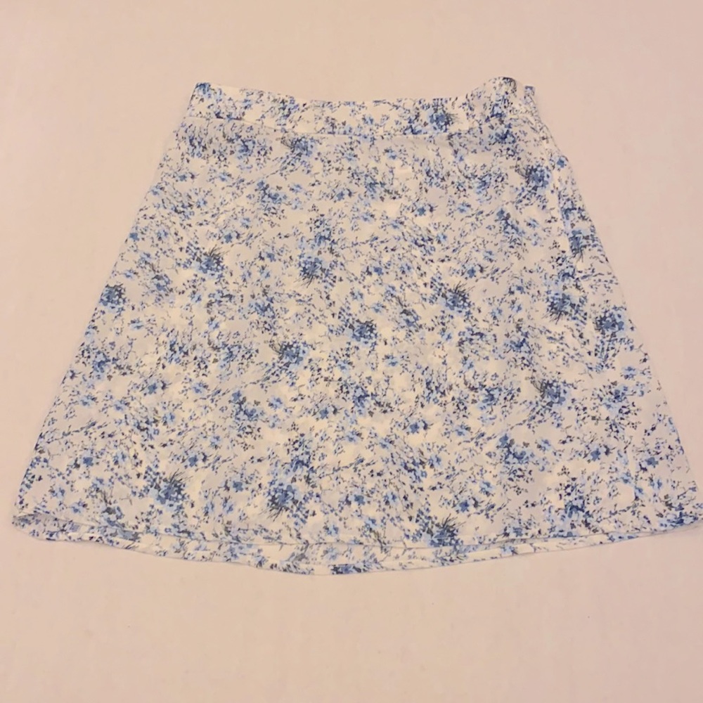 White with Blue Floral Thin Skirt